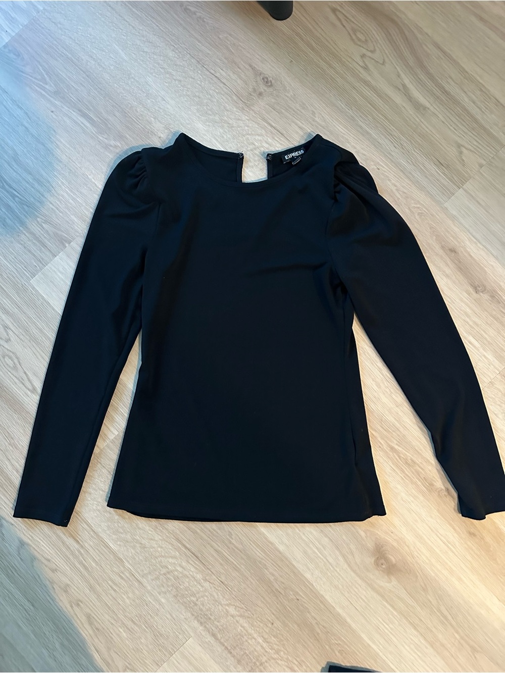 Express Black Long Sleeve Top with Puff Shoulders